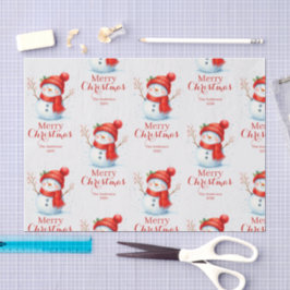 Personalized Merry Christmas Snowman Custom Year  薄葉紙