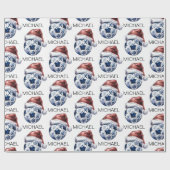 Personalized Merry Christmas Soccer Ball Santa     ラッピングペーパー (フラット)