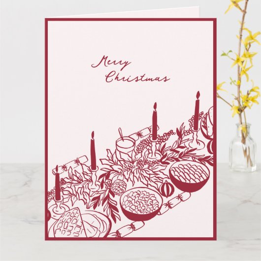 Personalized Merry Christmas Table Minimal Design カード (黄色い花)