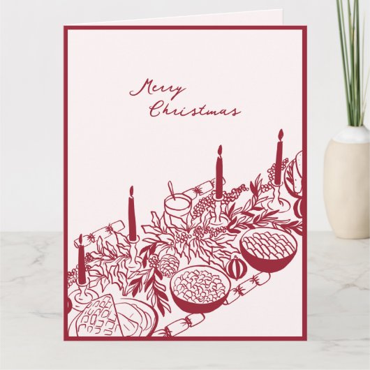 Personalized Merry Christmas Table Minimal Design カード (正面)