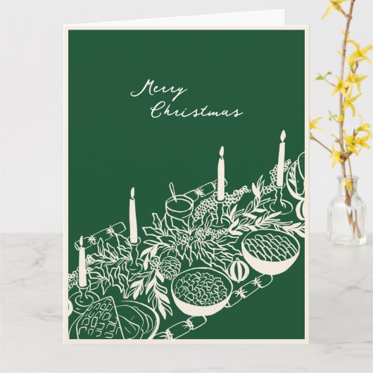 Personalized Merry Christmas Table Minimal Design  カード (黄色い花)