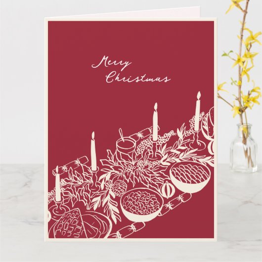 Personalized Merry Christmas Table Minimal Design カード (黄色い花)