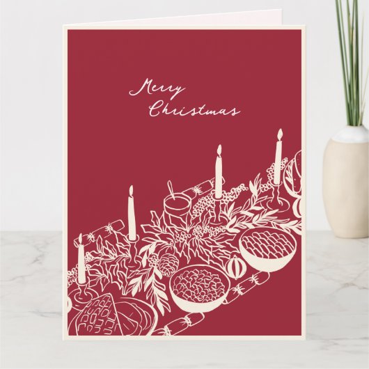 Personalized Merry Christmas Table Minimal Design カード (正面)