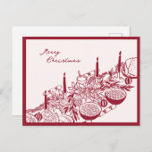Personalized Merry Christmas Table Minimal Design シーズンポストカード (正面/裏面)