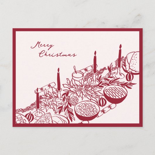 Personalized Merry Christmas Table Minimal Design シーズンポストカード (正面)