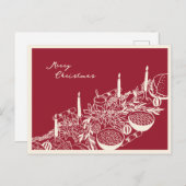 Personalized Merry Christmas Table Minimal Design シーズンポストカード (正面/裏面)