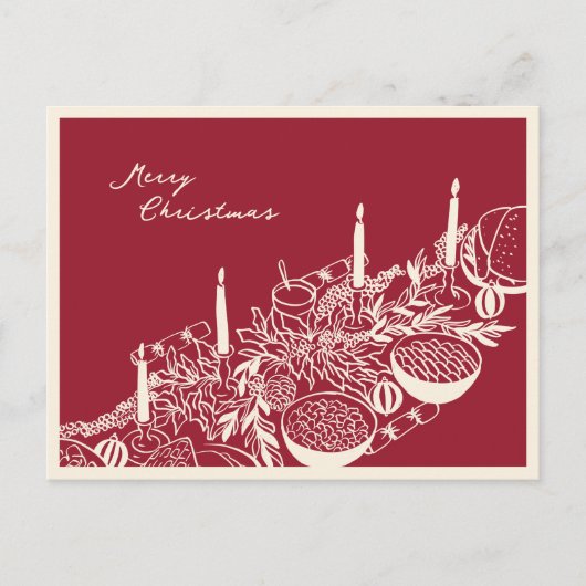 Personalized Merry Christmas Table Minimal Design シーズンポストカード (正面)