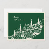 Personalized Merry Christmas Table Minimal Design シーズンポストカード (正面/裏面)