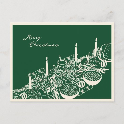 Personalized Merry Christmas Table Minimal Design シーズンポストカード (正面)