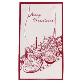 Personalized Merry Christmas Table Minimal Design スモールペーパーバッグ