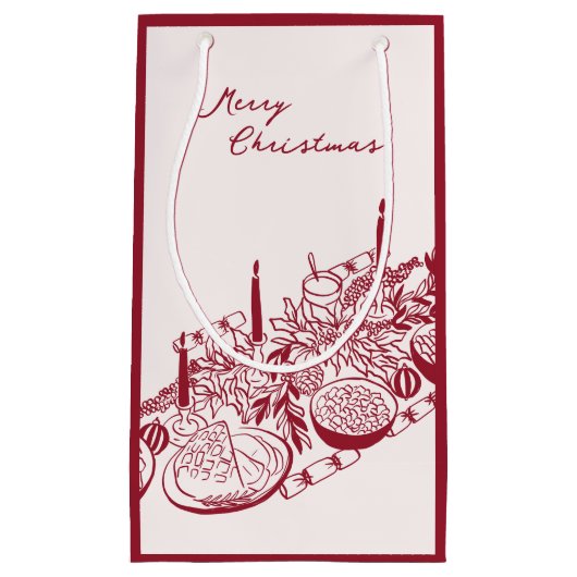 Personalized Merry Christmas Table Minimal Design スモールペーパーバッグ (正面)
