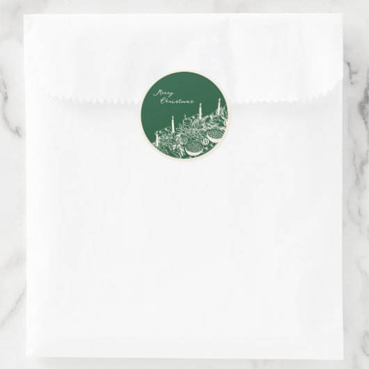 Personalized Merry Christmas Table Minimal Design ラウンドシール (バッグ)