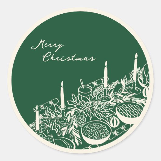 Personalized Merry Christmas Table Minimal Design ラウンドシール (正面)