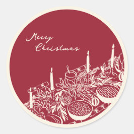Personalized Merry Christmas Table Minimal Design ラウンドシール