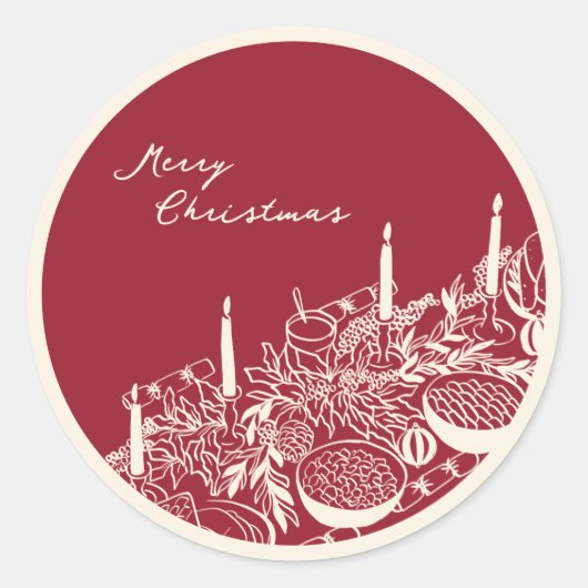 Personalized Merry Christmas Table Minimal Design ラウンドシール (正面)