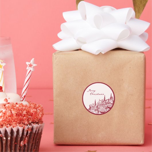 Personalized Merry Christmas Table Minimal Design ラウンドシール (パーティー)