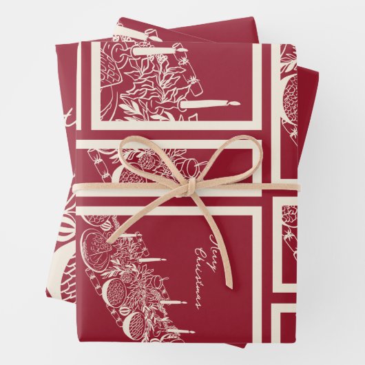 Personalized Merry Christmas Table Minimal Design  ラッピングペーパーシート (インサイチュ)