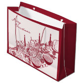 Personalized Merry Christmas Table Minimal Design ラージペーパーバッグ (正面アングル)