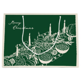 Personalized Merry Christmas Table Minimal Design ラージペーパーバッグ