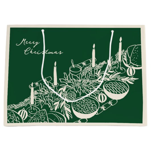 Personalized Merry Christmas Table Minimal Design  ラージペーパーバッグ (正面)