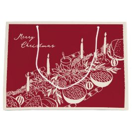 Personalized Merry Christmas Table Minimal Design ラージペーパーバッグ