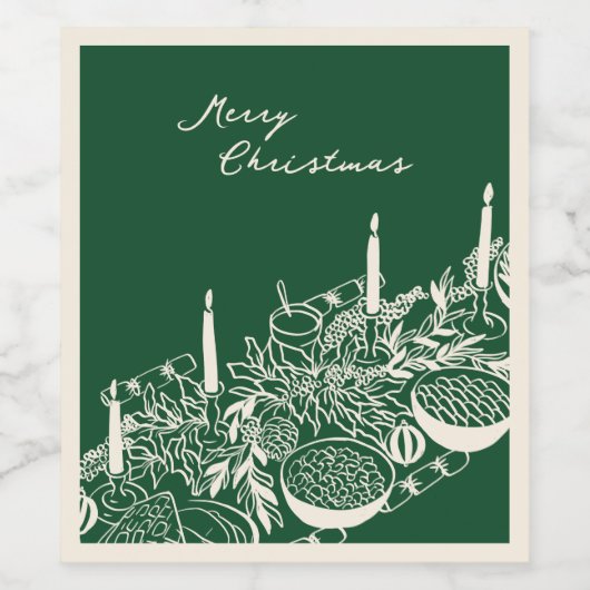 Personalized Merry Christmas Table Minimal Design  ワインラベル (シングルラベル)