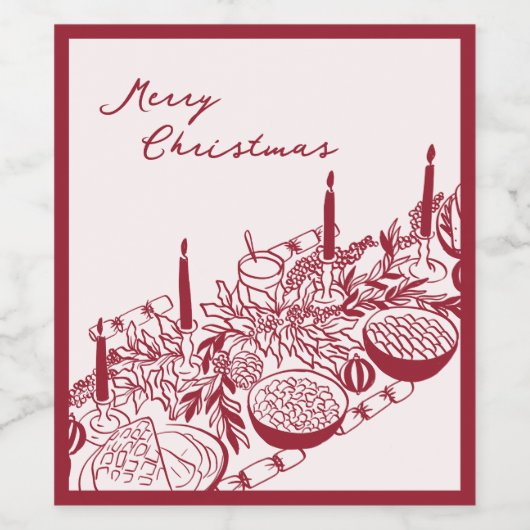 Personalized Merry Christmas Table Minimal Design ワインラベル (シングルラベル)