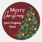 Personalized Merry Christmas Tree Holiday ラウンドシール (正面)