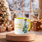 : Personalized Merry Christmas Tree Watercolor Mug マグカップ