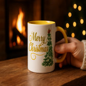 : Personalized Merry Christmas Tree Watercolor Mug マグカップ