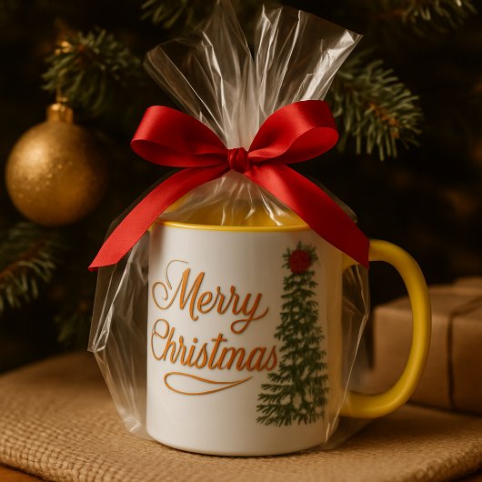 : Personalized Merry Christmas Tree Watercolor Mug マグカップ