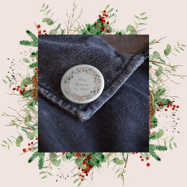 Personalized Merry Christmas Wreath 缶バッジ