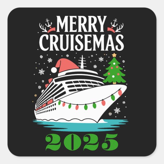 Personalized Merry Cruisemas Cruise Ship Family  スクエアシール (正面)