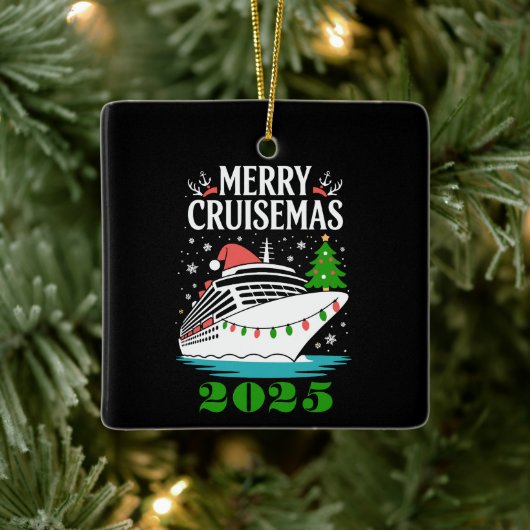 Personalized Merry Cruisemas Cruise Ship Family  セラミックオーナメント (ツリー)