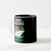 Personalized Merry Cruisemas Cruise Ship Family ツートーンマグカップ (正面左)