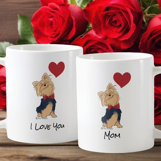 Personalized Message Love You Yorkie Cute Dog Art コーヒーマグカップ