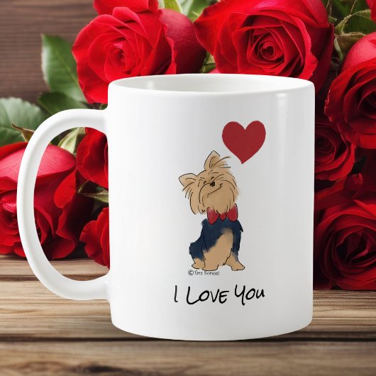 Personalized Message Love You Yorkie Cute Dog Art コーヒーマグカップ