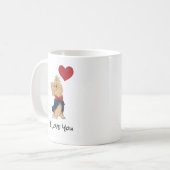 Personalized Message Love You Yorkie Cute Dog Art コーヒーマグカップ (正面左)