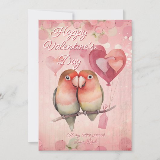 Personalized Message Parrot Animal Valentines Day シーズンカード (正面)