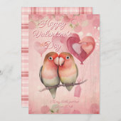 Personalized Message Parrot Animal Valentines Day シーズンカード (正面/裏面)