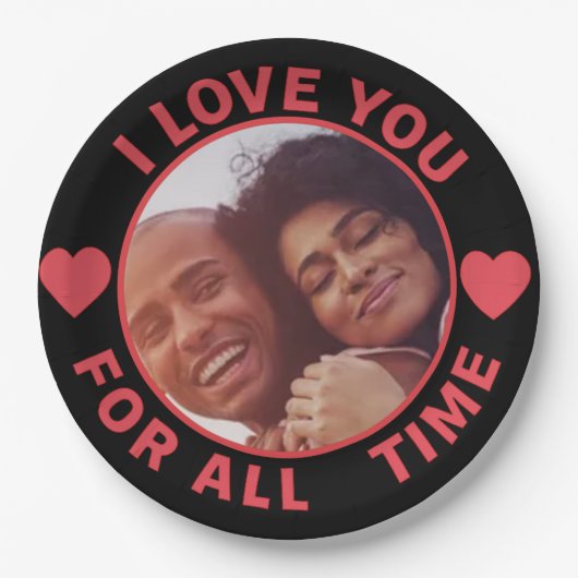  Personalized Message Photo I Love You All time ペーパープレート (正面)