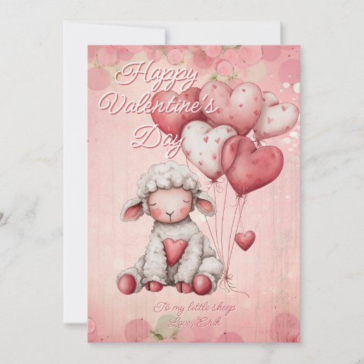 Personalized Message Sheep Animal Valentines Day シーズンカード (正面)