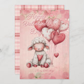 Personalized Message Sheep Animal Valentines Day シーズンカード (正面/裏面)