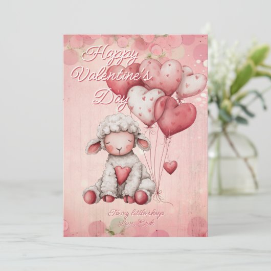 Personalized Message Sheep Animal Valentines Day シーズンカード (スタンド正面)