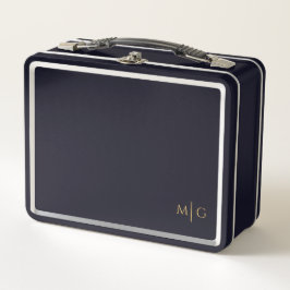 Personalized Metal Lunch Box with Simple Monogram メタルランチボックス