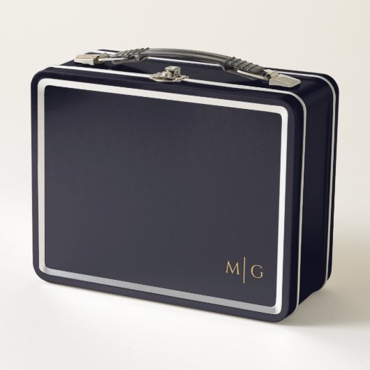 Personalized Metal Lunch Box with Simple Monogram メタルランチボックス (正面)
