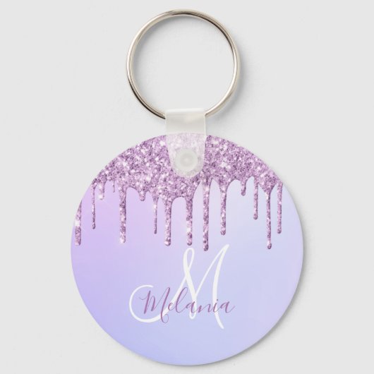 Personalized Metallic Purple Drip Lavender Pour    キーホルダー (正面)