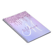 Personalized Metallic Purple Drip Lavender Pour ノートブック (右側)