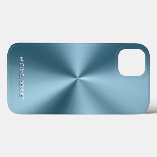 Personalized Metallic Radial Blue Texture Case-Mate iPhoneケース (裏面 (横))