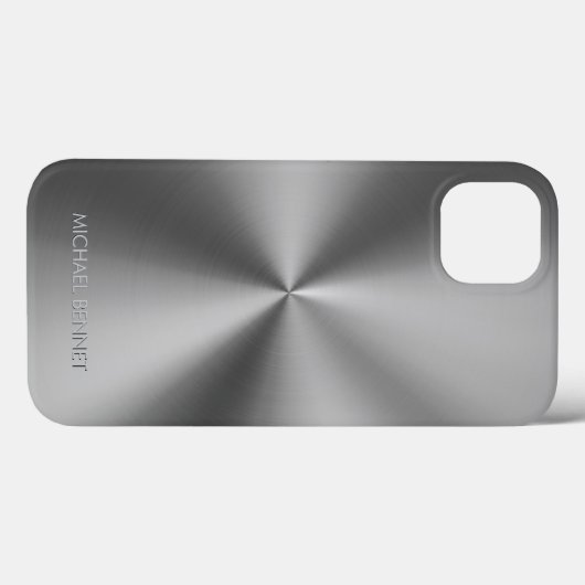 Personalized Metallic Radial Silver Texture Case-Mate iPhoneケース (裏面 (横))